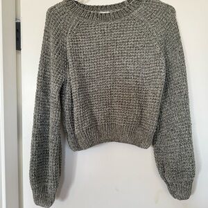 Altar'd State Textured Gray Crew Neck Sweater